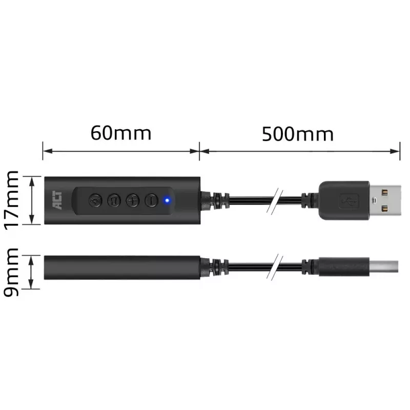 ACT AC9360 audio karte USB 3,5 mm austiņu savienojums 4 pogas