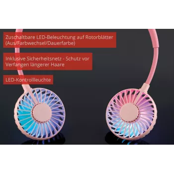 Unold Kakla ventilators Breezy Rozā, Rozā, 2 ventilatori, 8 h, Kakla ventilators, Balts, 1 gab.