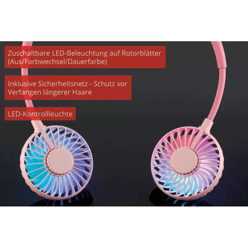 Unold Kakla ventilators Breezy Rozā, Rozā, 2 ventilatori, 8 h, Kakla ventilators, Balts, 1 gab.