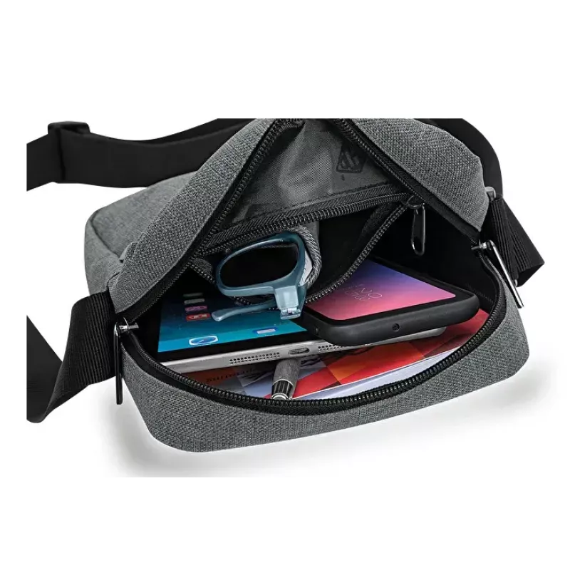 Messenger soma WEDO 59 350512 — Poliestera pelēka unisex plecu/rokas soma, rāvējslēdzēja aizdare