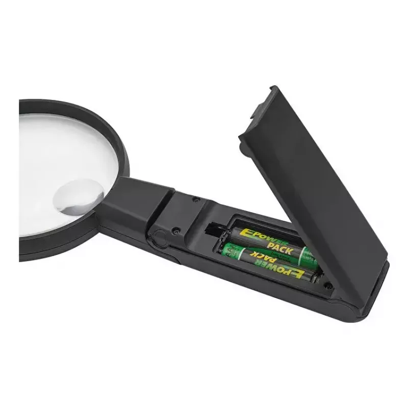Rokas LED lupa WEDO 271 7565 — 5× palielinājums, darbināma ar baterijām, melna/balta