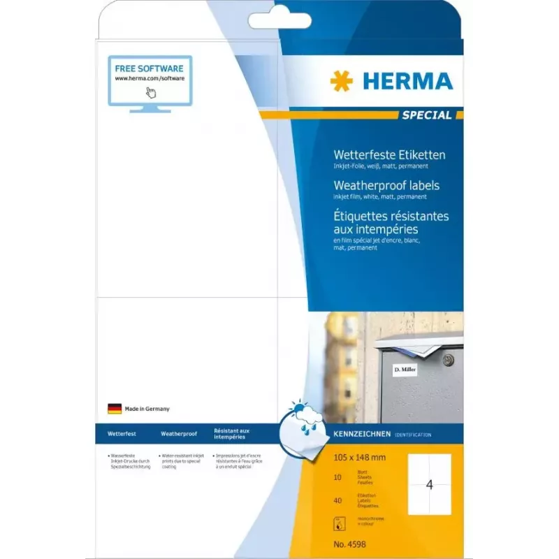 Pašlīmējoša etiķete Taisnstūris HERMA 4598