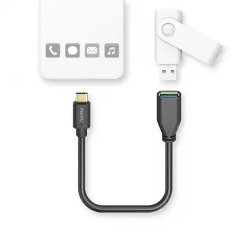 Hama 00125105 USB kabelis USB 3.2 Gen 1 (3.1 Gen 1) 0,15 m USB A USB C Melns