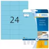 Pašlīmējošās printera etiķetes HERMA Krāsainās etiķetes A4 70x37 mm zilas