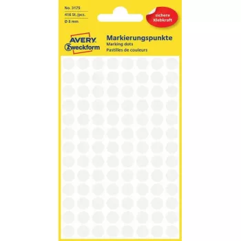 Labels Avery Zweckform Colour Coding Dots balta, circular permanent adhesive, 8 mm, 416 pcs
