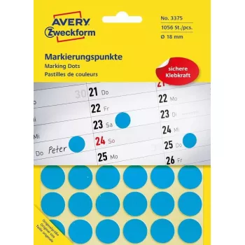 Pašlīmējošā etiķete Apaļa Avery 3375 Zila 1056 gab.