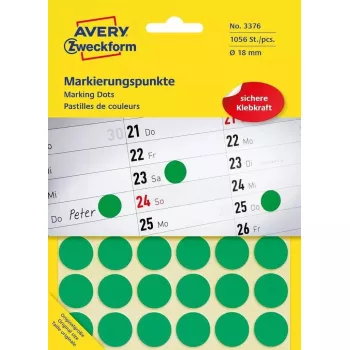 Krāsu kodu apļi, Avery, zaļi