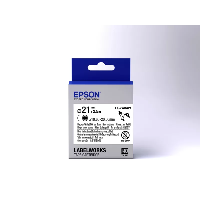 Epson Label Cartridge Heat Shrink Tube (HST) LK-7WBA21 melns/balt D21mm (2,5 m)
