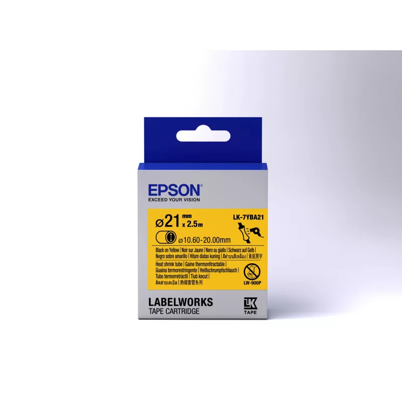 Epson Label Cartridge Heat Shrink Tube (HST) LK-7YBA21 Melns/dzeltena D21mm (2.5m)