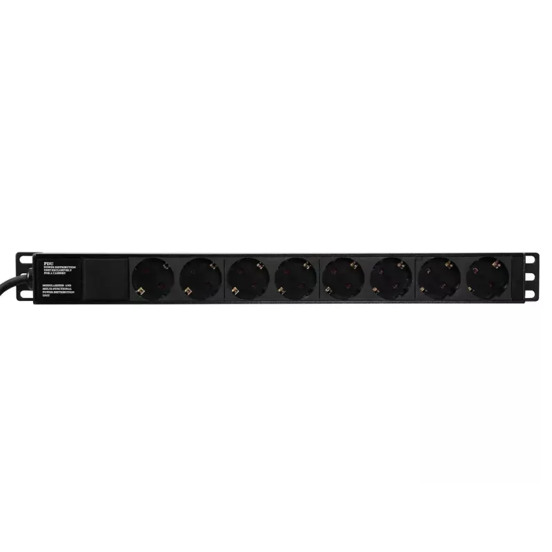 Strāvas sadales bloks Eurolite 30240215 8 maiņstrāvas rozetes 1U Melns