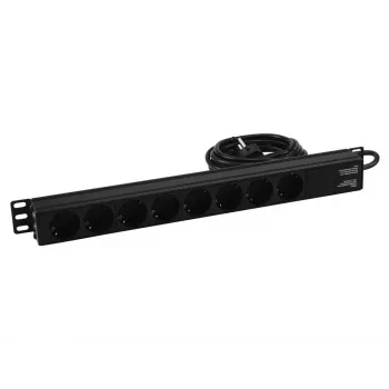 Strāvas sadales bloks Eurolite 30240215 8 maiņstrāvas rozetes 1U Melns
