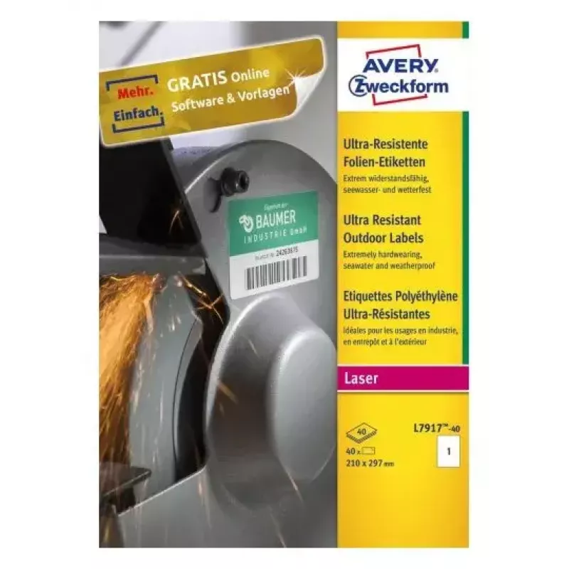 Pašlīmējoša printera etiķete Avery L7917-40