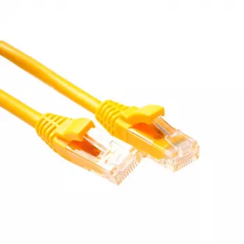 ACT dzeltens 2 metru U/UTP CAT5E komutācijas kabelis komponentes līmenī ar RJ45 savienotājiem