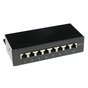Virsmas montāžas ekranēta 8 portu CAT6A kārba ACT FA7001, melna, 173×109×44 mm, 110/Krone spaidīšanas savienojums