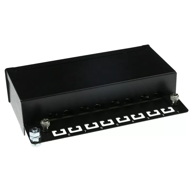 Virsmas montāžas ekranēta 8 portu CAT6A kārba ACT FA7001, melna, 173×109×44 mm, 110/Krone spaidīšanas savienojums