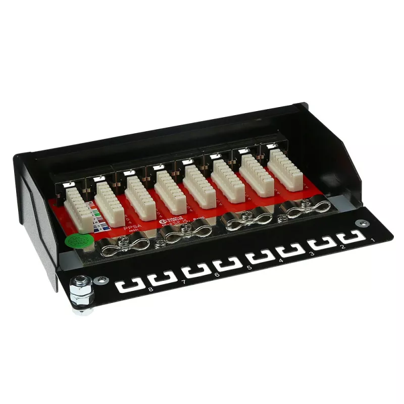 Virsmas montāžas ekranēta 8 portu CAT6A kārba ACT FA7001, melna, 173×109×44 mm, 110/Krone spaidīšanas savienojums