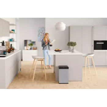 Hailo Big-Box Swing L taisnstūra tērauda atkritumu tvertne, sudrabota