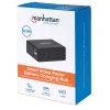 Manhattan Smart Video Multiport dokstacija, pieslēgvietas (x5): HDMI pieslēgvieta, USB-A (x2), USB-C (x2), ar strāvas padevi uz USB-C pieslēgvietu, iebūvēts barošanas avots, ultra kompakta, noņemams strāvas kabelis, melna, trīs gadu garantija, mazumtirdzniecības kaste