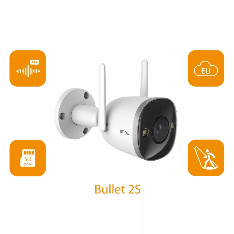 Imou Bullet 2S, IP drošības kamera, iekštelpām, vadu un bezvadu, ārēja, CE, FCC, pie griestiem/sienas