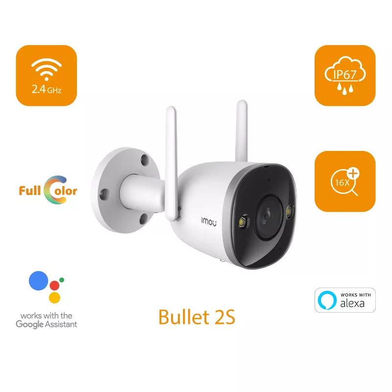 Imou Bullet 2S, IP drošības kamera, iekštelpām, vadu un bezvadu, ārēja, CE, FCC, pie griestiem/sienas