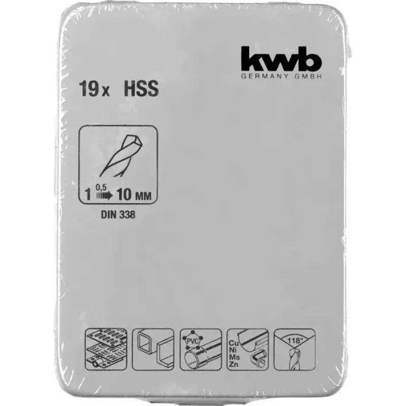 Urbju komplekts KWB 421944 19 gab. 1,0–10 mm vītņurbji