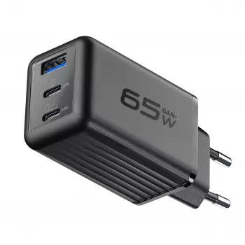 Cellularline Multipower Micro 65W īpaši kompakts 65 W ātrs tīkla lādētājs ar 3 pieslēgvietām