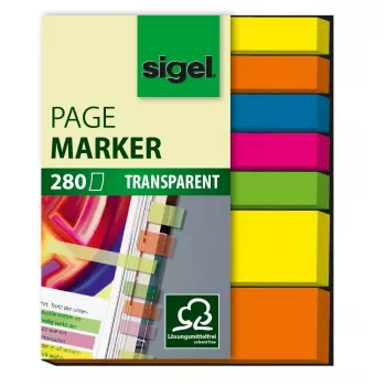 Grāmatzīme Sigel HN616 Elastīga Zila Zaļa Oranža Dzeltena 280 gab.