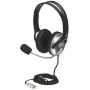Manhattan Stereo Over-Ear Headset (3.5mm), Microphone Boom (padded), Adjustable Steel Headband, In-Line Volume Control, Ear Cushions, Std 2x 3.5mm stereo jack/plug for audio/mic use, kabelis 2.5m, 3 Year Warranty