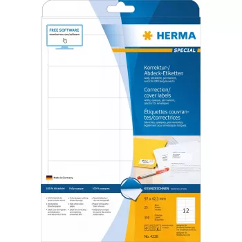 Pašlīmējošas etiķetes HERMA A4 97x42.3 mm 300 gab.