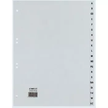 Rexel PP dalītāji, pelēki, alfabētiskie, Alfabētisks tabulēšanas indekss, Polipropilēns (PP), Pelēks, A4+, 246 mm, 297 mm