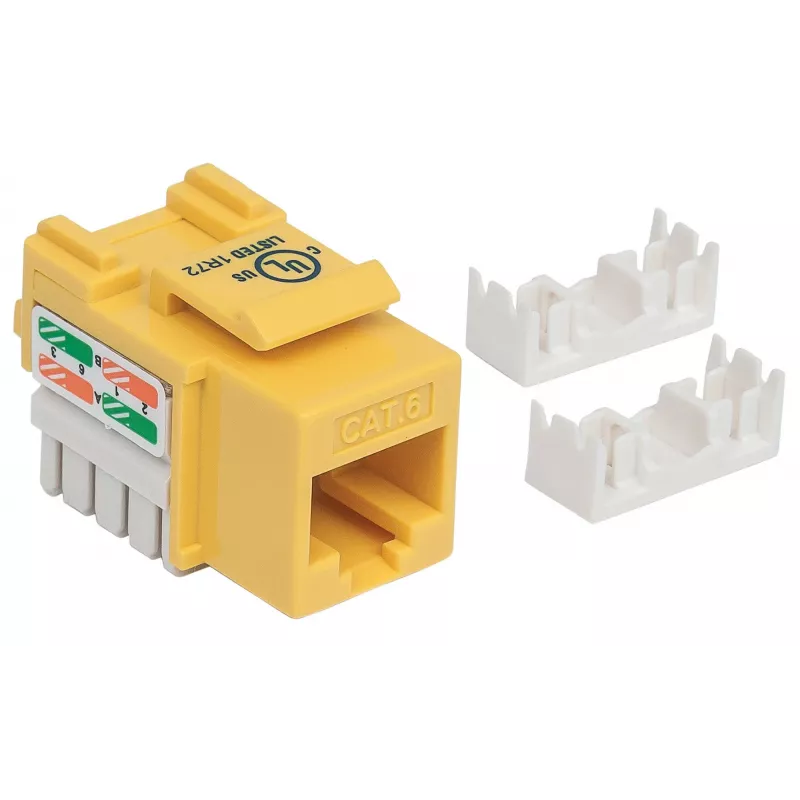 Intellinet Keystone ligzda, Cat6, UTP, iespiežama, dzeltena, plakana, dzeltena, RJ-45, sievišķā, 22/26, Cat6