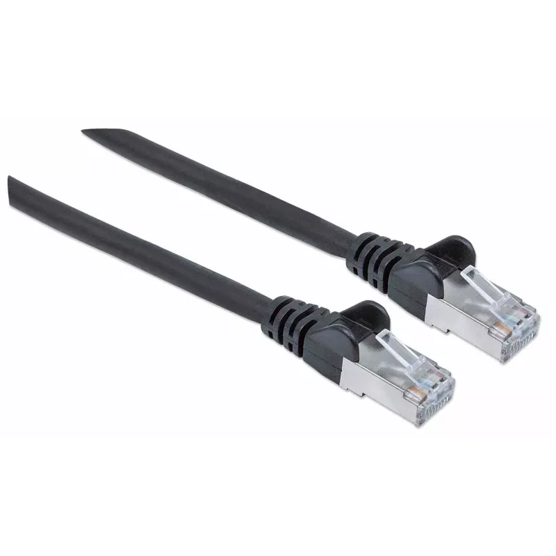 Intellinet tīkla komutācijas kabelis, Cat7 kabelis/Cat6A spraudņi, 0,5 m, melns, vara, S/FTP, LSOH/LSZH, PVC, RJ45, zeltīti kontakti, bezķeršanās, ar apvalku, mūža garantija