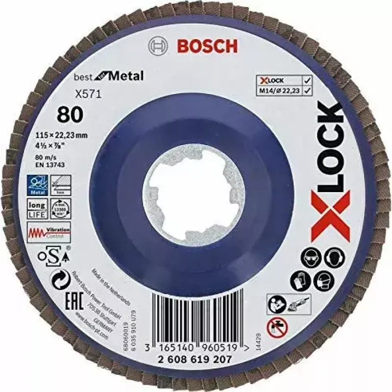 Slīpēšanas disks Bosch 115 mm, graudainība 80, modelis 2608619207