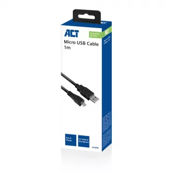 ACT USB 2.0 uzlādes/datu kabelis A tēviņš - micro B tēviņš 1 metrs