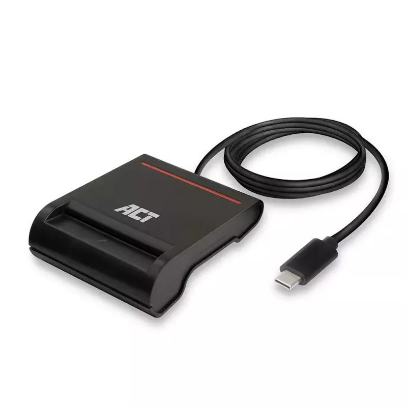 ACT ārējais USB-C viedkaršu eID karšu lasītājs, melns