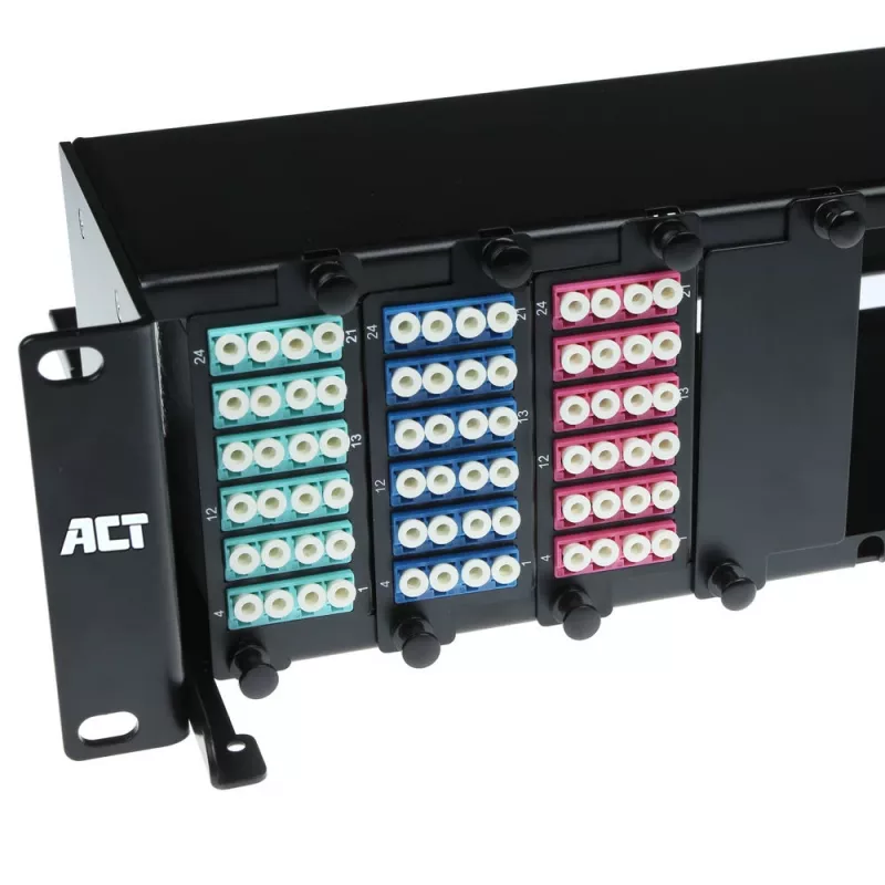 ACT Fiber panel High Density 2HE 12 MTP®-MPO kasetēm / keystone adaptera platēm