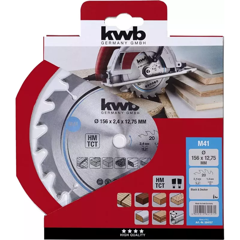 KWB 584157 ripzāģa asmens 18,4 cm skaidu plātnēm, cietkokam, plastmasai, mīkstkokam