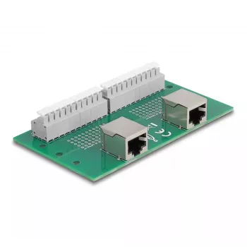 DeLOCK RJ50 2 x sieviešu uz 2 x spaiļu bloks ar spiedpogu DIN sliedei