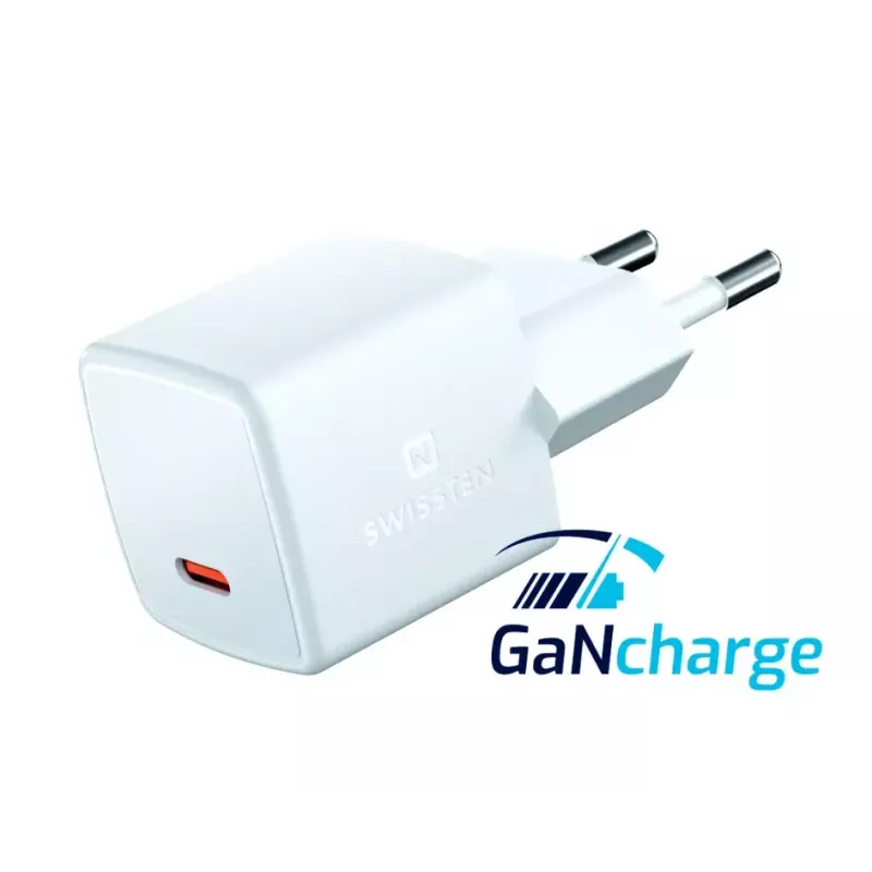 SWISSTEN Mini Travel Charger GaN 25W PD USB-C ātrais lādētājs tālruņiem un planšetdatoriem