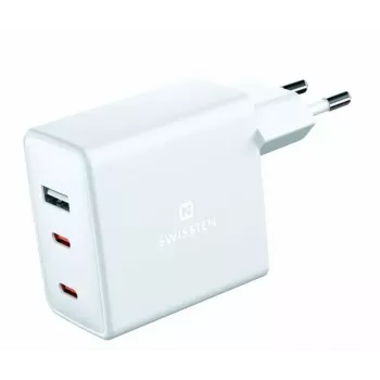 SWISSTEN Travel Charger GaN 70W 2×USB-C ātrais lādētājs klēpjdatoriem un tālruņiem