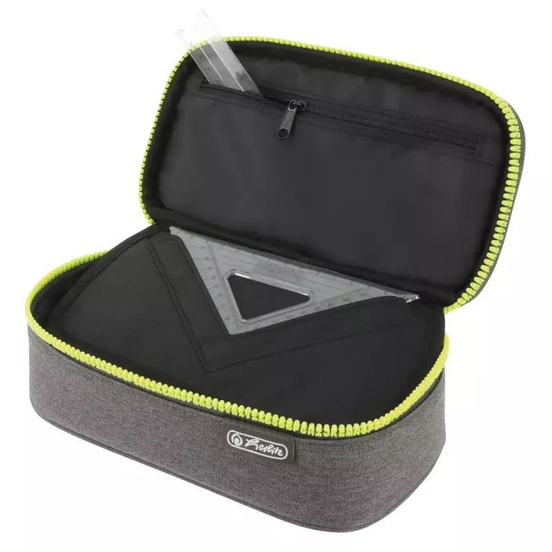 Penālis Herlitz beatBox ABC poliesters pelēks dzeltens 225x120x70mm