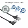 ACT Melns 3 metri U/UTP CAT6A LSZH plānais pieslēguma kabelis ar RJ45 savienotājiem 90° leņķī pa labi uz taisnu