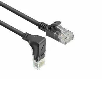 ACT Melns 1 metrs U/UTP CAT6A LSZH plāns komutācijas kabelis ar RJ45 savienotājiem 90° leņķī uz leju līdz taisnam