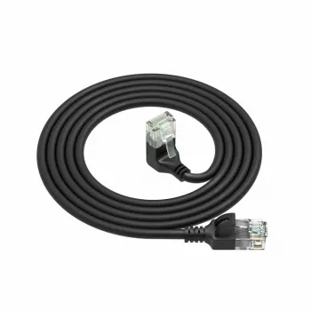 ACT melns 3 metru U/UTP CAT6A LSZH plānais komutācijas kabelis ar RJ45 savienotājiem 90° leņķī uz leju līdz taisnam