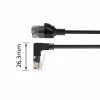ACT melns 3 metru U/UTP CAT6A LSZH plānais komutācijas kabelis ar RJ45 savienotājiem 90° leņķī uz leju līdz taisnam
