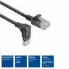 ACT melns 5 metru U/UTP CAT6A LSZH plānā pārlāpuma vads ar RJ45 savienotājiem, 90° leņķī uz leju – taisns