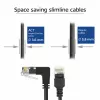 ACT melns 5 metru U/UTP CAT6A LSZH plānā pārlāpuma vads ar RJ45 savienotājiem, 90° leņķī uz leju – taisns