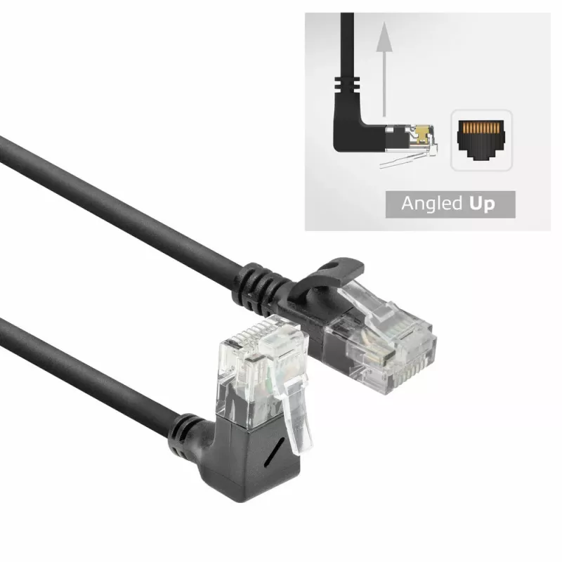 ACT Melns 2 meters U/UTP CAT6A LSZH Slimline komutācijas kabelis with RJ45 DC4902