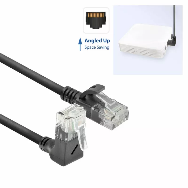 ACT Melns 2 meters U/UTP CAT6A LSZH Slimline komutācijas kabelis with RJ45 DC4902