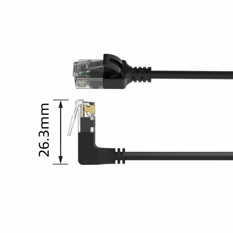 ACT Melns 2 meters U/UTP CAT6A LSZH Slimline komutācijas kabelis with RJ45 DC4902